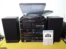 Régi retró Philips FCD 563 hifitorony álvánnyal cd aux lemezjátszó dupla kazettás magnó rádió