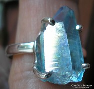 925 ezüst gyűrű, 19,7/61,9 mm aqua aura kvarccal