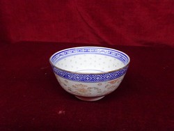 Kínai porcelán rizses tálka. 11 cm az átmérője, 6 cm magas.