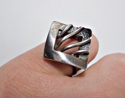 Art deco fazonú kézzel készült modern ezüst gyűrű 54-es méret