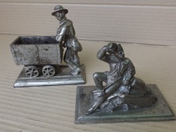 Vasöntöde 1850 Eredeti öntöttvas bányász szobrok 2 db bányászat múzeum i gyűjteményből