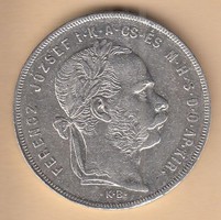 Ezüst  1 Forint 1879 Egyenes címer T1-2