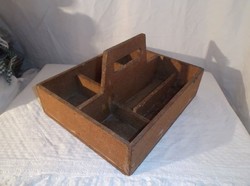 Fa - régi -  fogantyús tároló doboz - NAGY - 35 x 25 x 5 cm - retro - Osztrák