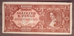 Szép Százezer B.-Pengő 1946. bankjegy