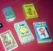 5 pakli ritka retro,vintage játékkártya gyerekkártya, kártya minden egyben