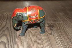  régi antik lemez bádog játék Jumbo elefánt mechanikus