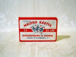 Krétázott mini magyar kártya eredeti bontatlan csomagolásban Játékkártyagyár és Nyomda 1950-es évek