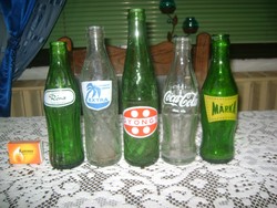 Retro üdítős üveg palack - öt darab