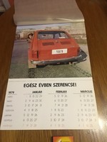 Falinaptár - Retro naptár - 1979 - Tottó Lottó Szerencsejáték - Fiat kispolski - erotikus hölgyek 