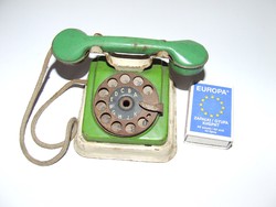 Régi, antik lemez játék telefon babaházba-kis méretű
