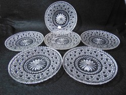 6 darab régi kristály desszertes tányér 
