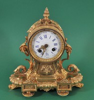Aranyozott bronz kandalló óra, Lechner József, Pest, 19. sz.