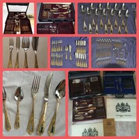 Extremely rare! Antique cutlery + fish.Ebel solingen qualitäts juwelier 96pcs.24 Carat color gold plated