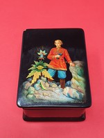 Orosz kézzel festett lakkdoboz 1970