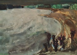 Sándor Vecsési (1930-2015) Danube Landscape Painting 106x76cm with Original Guarantee!!