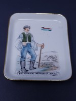 Rare aquincum 19.No. A porcelain bowl depicting a man in folk costume from the Vác area