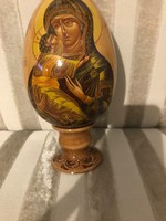 Alomszep Orosz kézzel festett ikon fa tojas nagy méret Maria