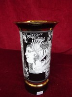 Hollóházi porcelán váza Szász Endre rajzaival, 26 cm  magas. Vanneki!