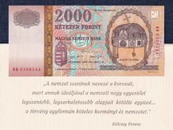 Millennium 2000 Forint bankjegy változó sorszám 2000 / id 16123/