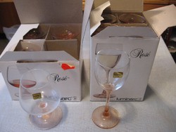 Retro Rosé luminarc talpas , boros pohár készletek egyben
