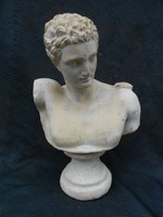 Nagyméretű antik, ókori római-görög ábrázolású mészkő mellszobor,.Kb:8 kg.Apolló talán.Hibátlan.