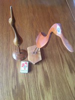 2 darab Retro fából faragott madár figura párban - kócsag - gólya 