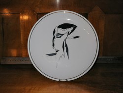 Limitált Hollóházi Art Deco mintás fali tányér