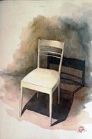 Bernáth Aurél:Szék árnyékával. Akvarell papír . 32x23 cm.