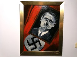 Régi Adolf Hitler festmény olaj farost 265)