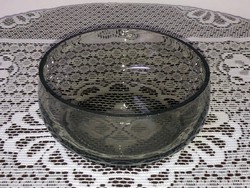 Egyedi fújt kerek fekete üveg tálka - 12,3 cm - üvegtál