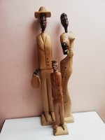 Kubai könnyű fából faragott szobor garnitúra  53 cm magas