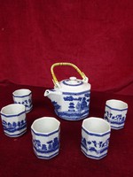 Japán teáskanna öt csészével, fonott füllel. Vanneki!