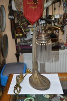 Régi felújított üvegpálcás réz asztali lámpa