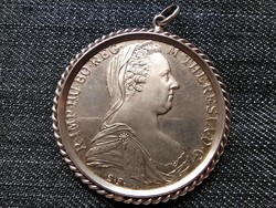 Ausztria Mária Terézia ezüst 1 Tallér utánveret gyönyörű medál foglalatban 1780 SF / id 16142/