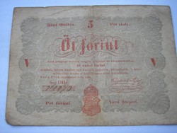 ÖT EZÜST FORINT papírpénz,1848-as, hiánytalan ,szép állapotban .