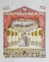 Molnár Gabriella - Színház 30 x 24 cm színezett rézkarc