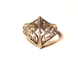 Gyönyörű antik iparművész ezüst gyűrű, csipkés mintával