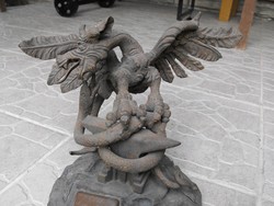 Extra Ritka 1912 Kézműves Kovácsoltvas sárkány kigyó szobor Loft ipari műhely emlék nem öntöttvas
