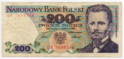 Lengyelország 200 lengyel Zloty, 1986
