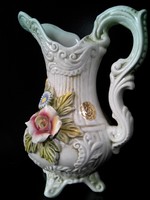 Capodimonte rózsás LCS porcelán kiöntő kancsó váza