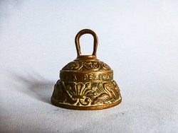 Antik sárgaréz  latin felíratos asztali csengő,cselédhívó,heraldikai jelképekkel Peerage