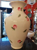 HERENDI porcelán váza. 1930 évek. Róza virág díszek. Kézzel festett. F-24  