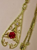 Szépséges antik rubin és gyémánt 14kt arany nyaklánc