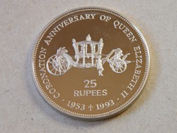 KK602 1993 Seychelles- szigetek ezüst  25 rúpia tükörveret 
