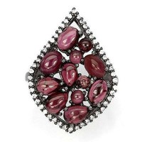 57 And genuine garnet and white zircon 925 silver ring