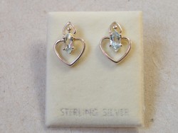KK618  Gyönyörű ezüst fülbevaló halványkék kővel bedugós