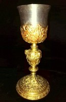 22.5 cm high gilded French bronze mass goblet around 1880