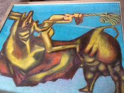 Bernáthy szignós modern, látványos festmény
