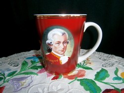 Mozart képpel díszített porcelán csésze, bögre