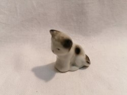 Hollóházi porcelán miniatűr cica szobor